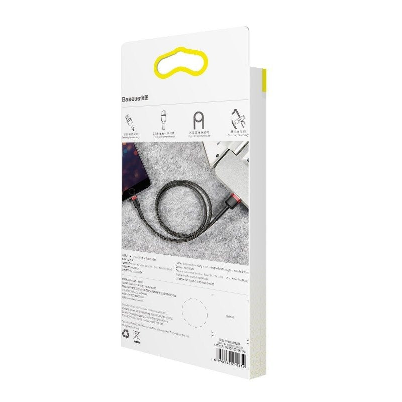Baseus Cafule USB Lightning Cable 2,4A 0,5m (rød+sort)