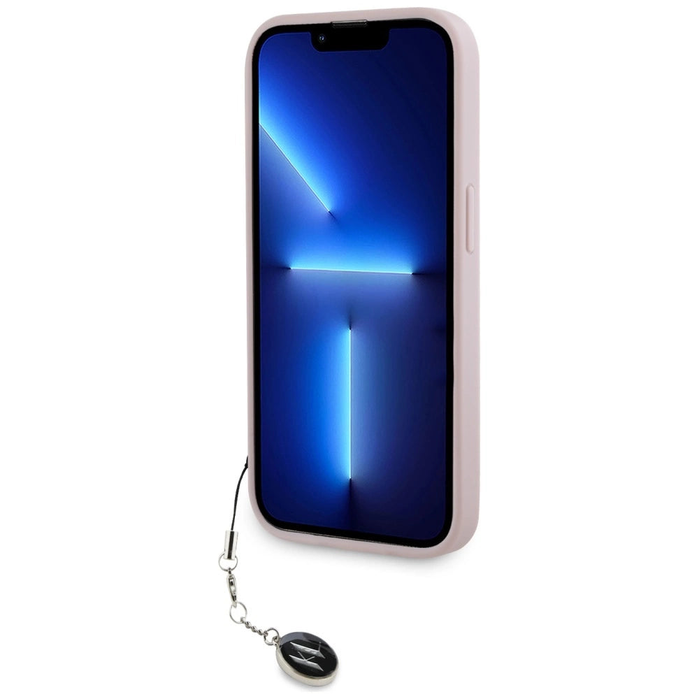 Karl Lagerfeld Saffiano Rhinestones & Charm case for iPhone 15 Pro - pink