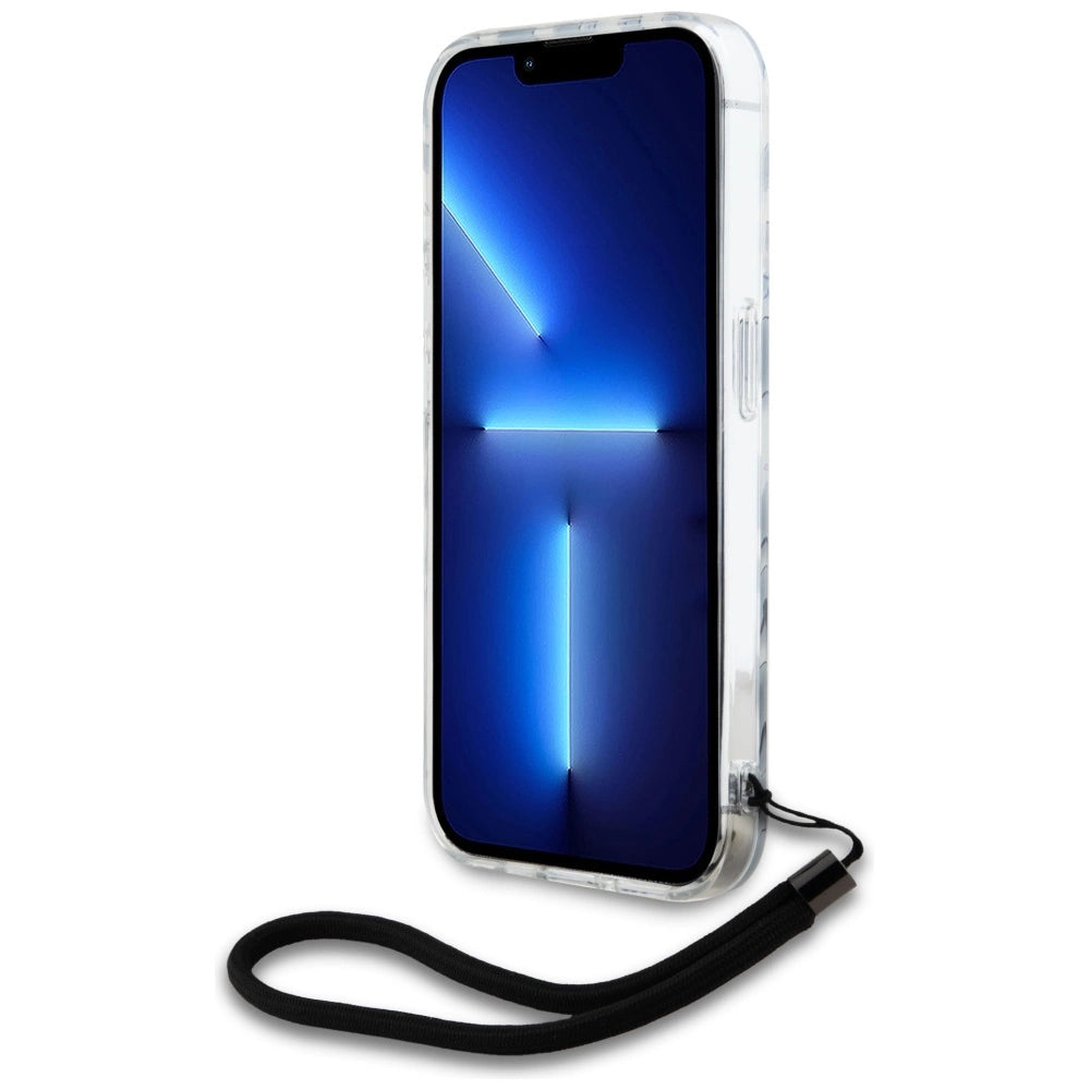 Karl Lagerfeld IML Zebra Pattern & Cord case for iPhone 15 Pro Max - black