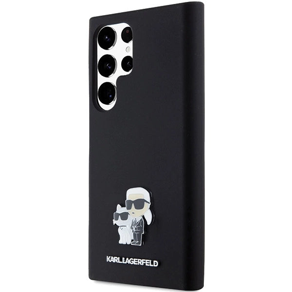 Karl Lagerfeld Silicone Karl&Choupette Metal Pin case for Samsung Galaxy S24 Ultra - black
