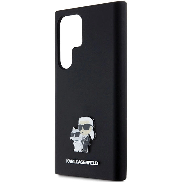 Karl Lagerfeld Silicone Karl&Choupette Metal Pin case for Samsung Galaxy S24 Ultra - black