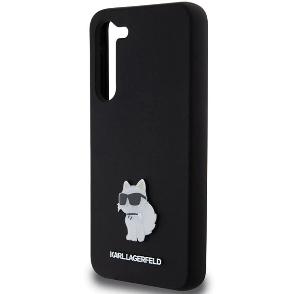 Karl Lagerfeld Silicone Choupette Metal Pin case for Samsung Galaxy S24+ - black