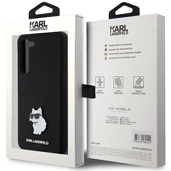 Karl Lagerfeld Silicone Choupette Metal Pin case for Samsung Galaxy S24+ - black