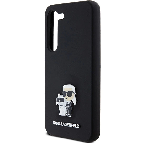 Karl Lagerfeld Silicone Karl&Choupette Metal Pin case for Samsung Galaxy S24 - black