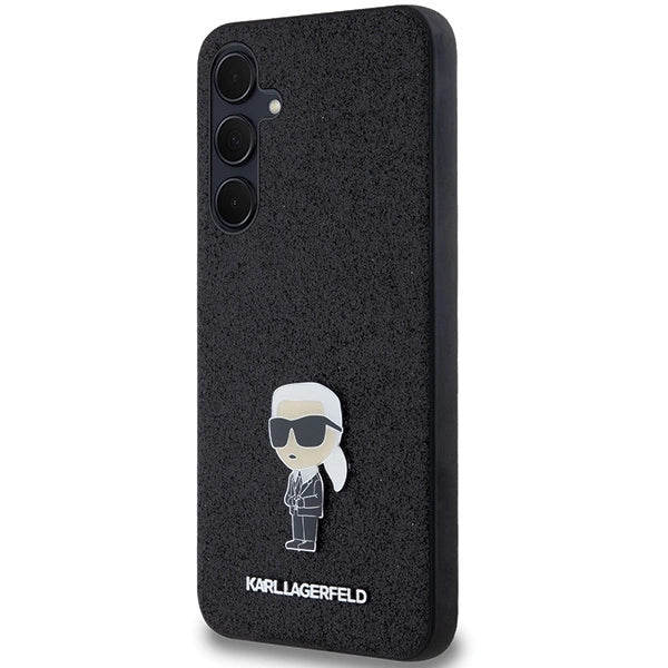 Karl Lagerfeld Fixed Glitter Ikonik Logo Metal Pin case for Samsung Galaxy A35 - black