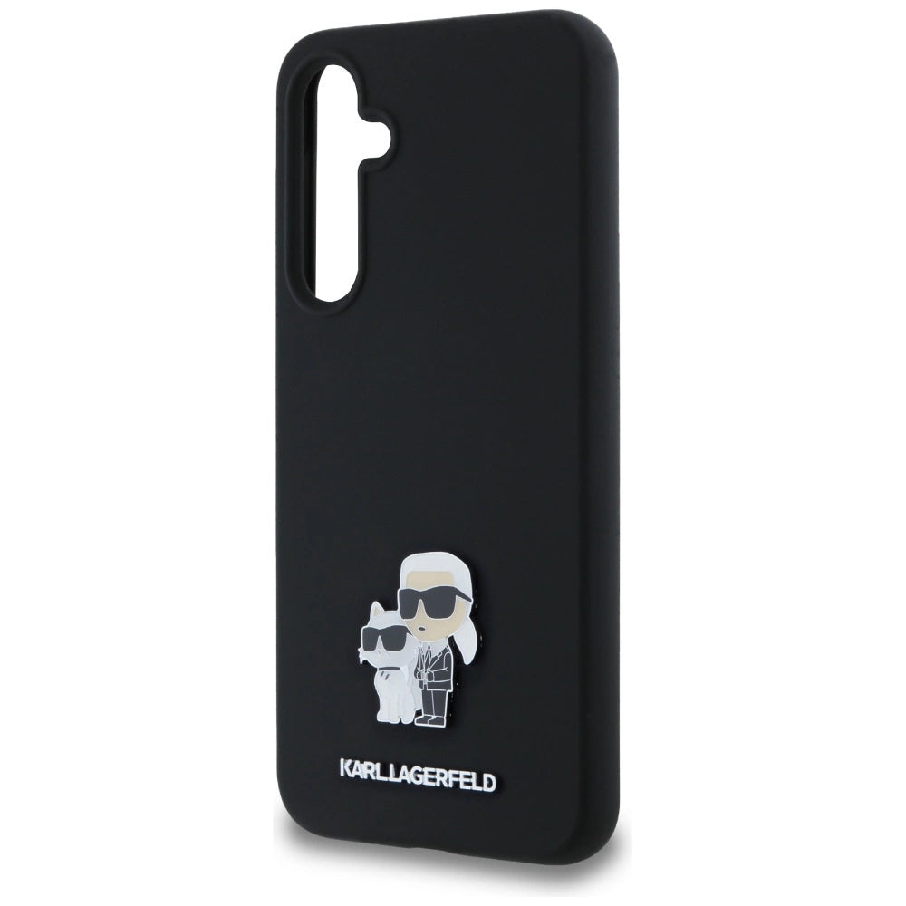 Karl Lagerfeld Silicone Karl&Choupette Metal Pin case for Samsung Galaxy A35 - black