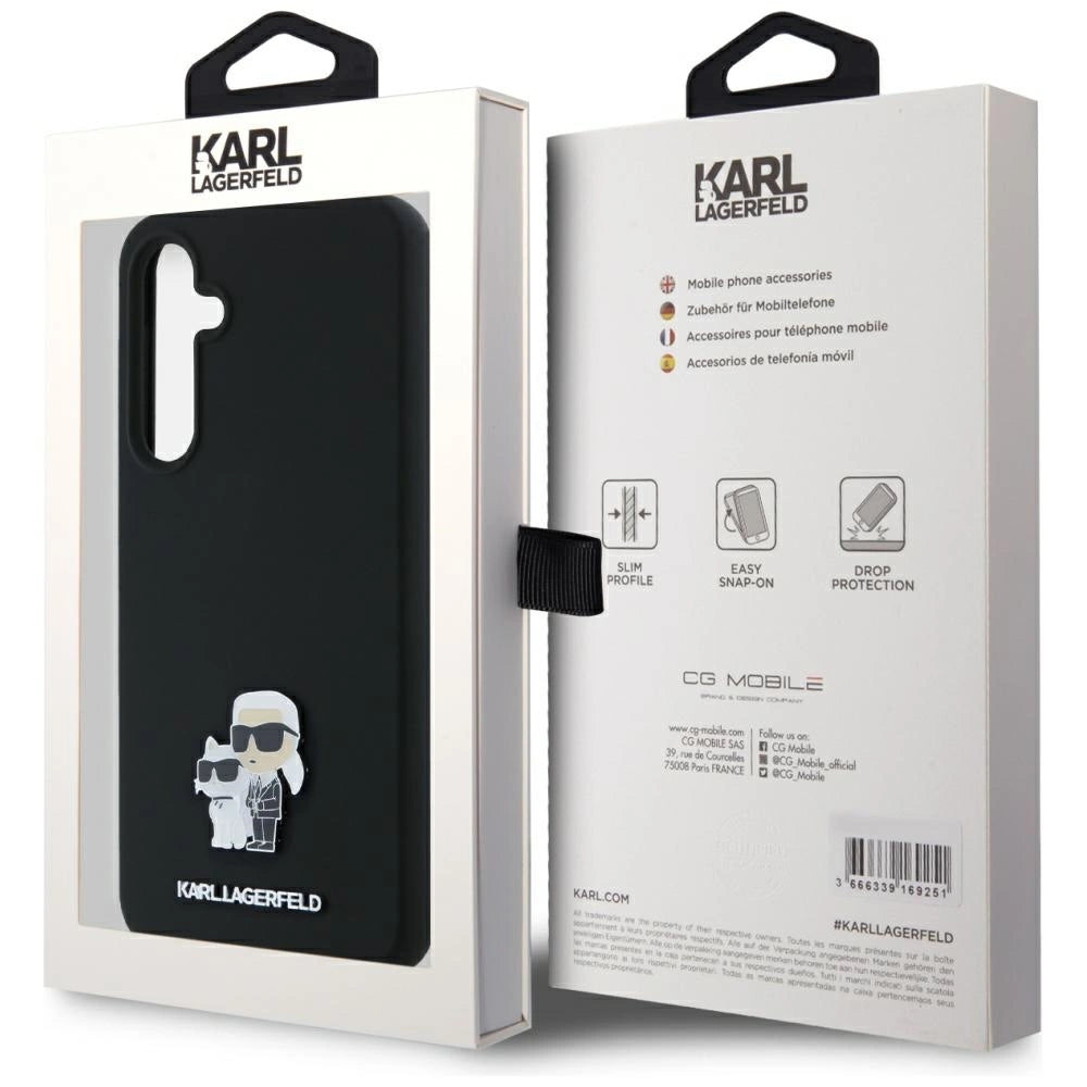 Karl Lagerfeld Silicone Karl&Choupette Metal Pin case for Samsung Galaxy A35 - black