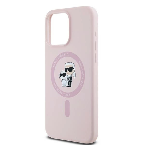 Karl Lagerfeld Silicone Karl&Choupette MagSafe Case for iPhone 15 Pro - Pink