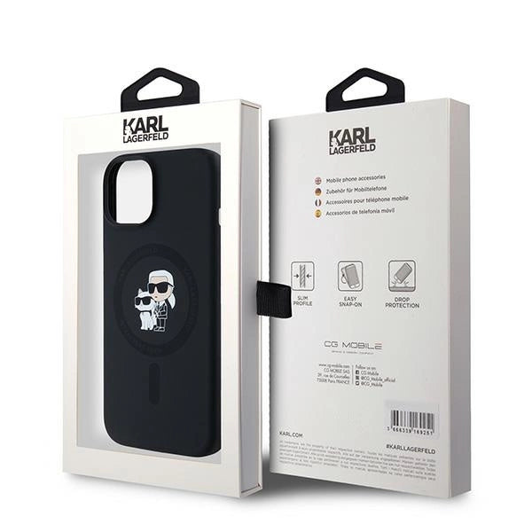 Karl Lagerfeld Silicone Karl&Choupette MagSafe case for iPhone 15 Plus / 14 Plus - black