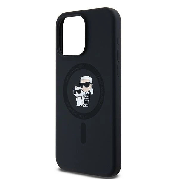 Karl Lagerfeld Silicone Karl&Choupette Ring MagSafe case for iPhone 15 Pro Max - black