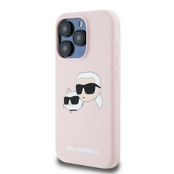 Karl Lagerfeld Silicone Karl&Choupette MagSafe Case for iPhone 15 Pro Max - Pink