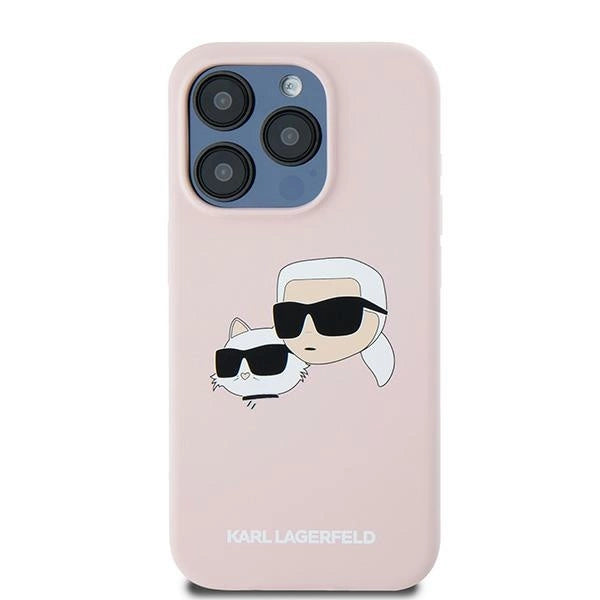 Karl Lagerfeld Silicone Karl&Choupette MagSafe Case for iPhone 15 Pro Max - Pink