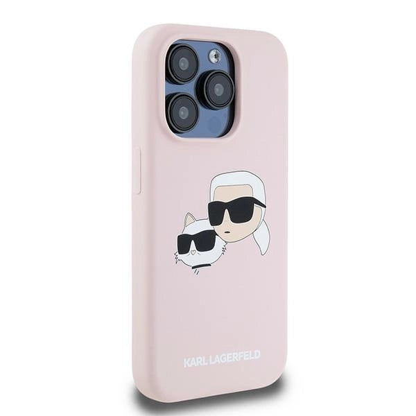Karl Lagerfeld Silicone Karl&Choupette MagSafe Case for iPhone 15 Pro Max - Pink