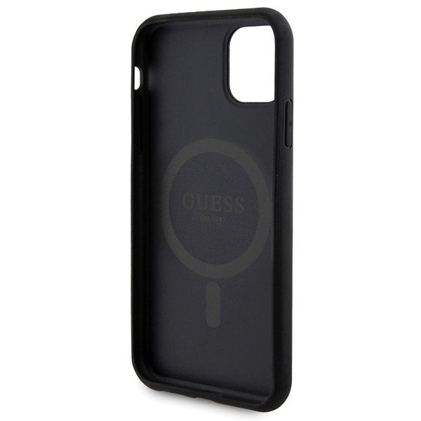 Guess 4G Metal Logo-kasset til iPhone 11 + 5000mAh MagSafe powerbank - sort
