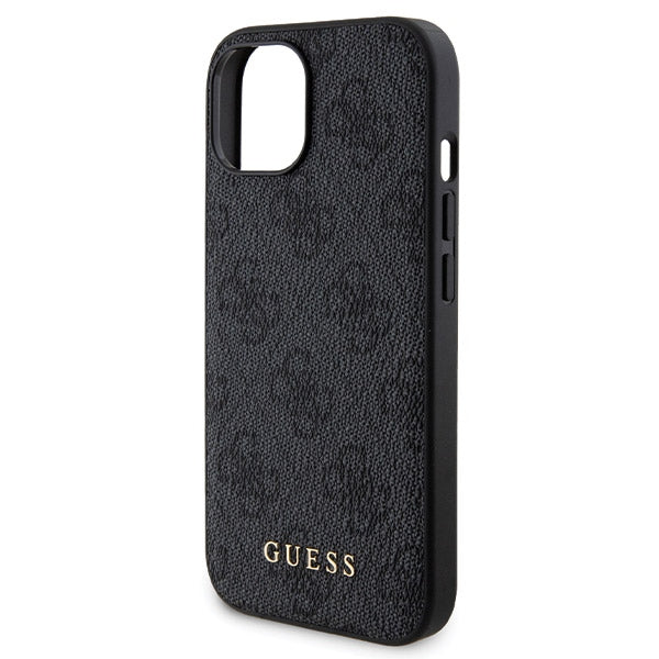 Guess 4G Metal Logo-kasset til iPhone 15 + 5000mAh MagSafe powerbank - sort