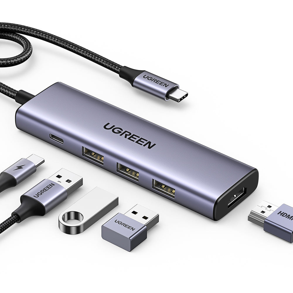 HUB Ugreen CM511 15597 5in1 USB-C - USB-C PD / HDMI / 3x USB-A 3.0 - grå