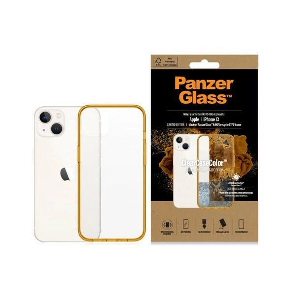 PanzerGlass ClearCase antibakteriel beholder med Military Grade certifikat til iPhone 13 / 14 / 15 - gennemsigtig gul