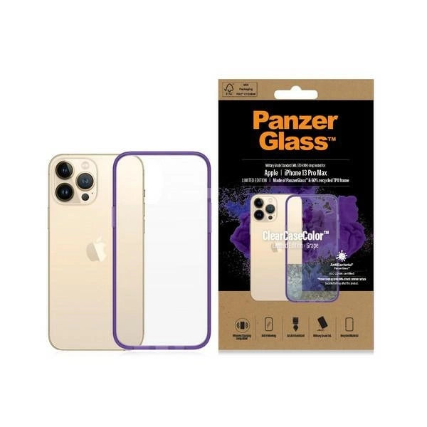 PanzerGlass ClearCase antibakteriel Military Grade certificeret sag til iPhone 13 Pro Max - gennemsigtig lilla