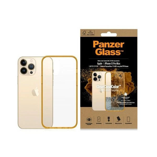 PanzerGlass ClearCase Antibakteriel Military Grade Certified Case til iPhone 13 Pro Max - Gult gennemsigtigt