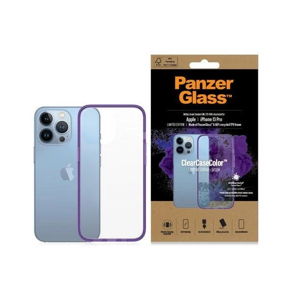 PanzerGlass ClearCase antibakteriel Military Grade certificeret sag til iPhone 13 Pro - gennemsigtig lilla