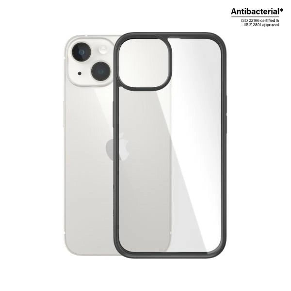 PanzerGlass ClearCase antibakteriel æske til iPhone 14 / 15 / 13 - gennemsigtig og sort