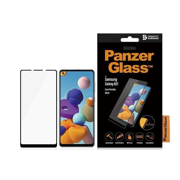 PanzerGlass E2E Regelmæssigt hærdet glas til Samsung Galaxy A21 - med sort ramme
