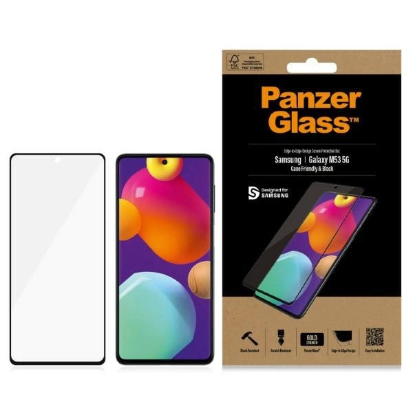 PanzerGlass E2E Regelmæssigt hærdet glas til Samsung Galaxy M53 - med sort ramme