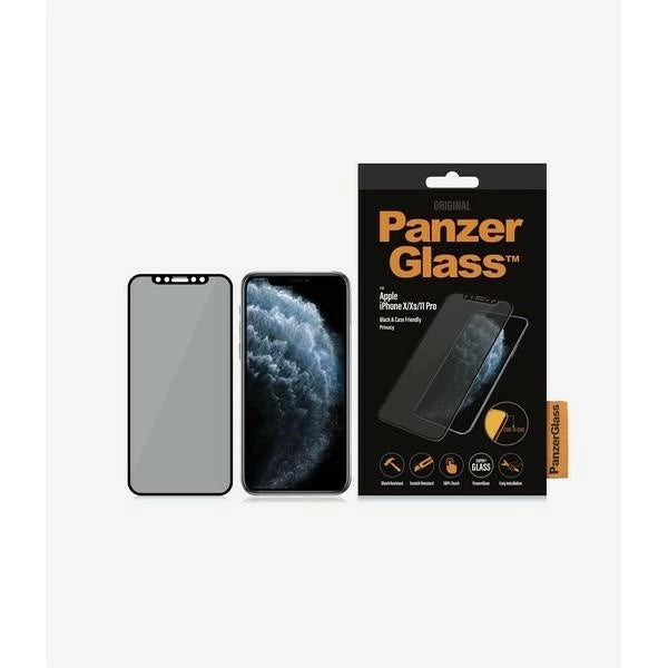 PanzerGlass E2E Super+ privatlivsbeskyttelse hærdet glas til iPhone X / XS / 11 Pro - med sort ramme