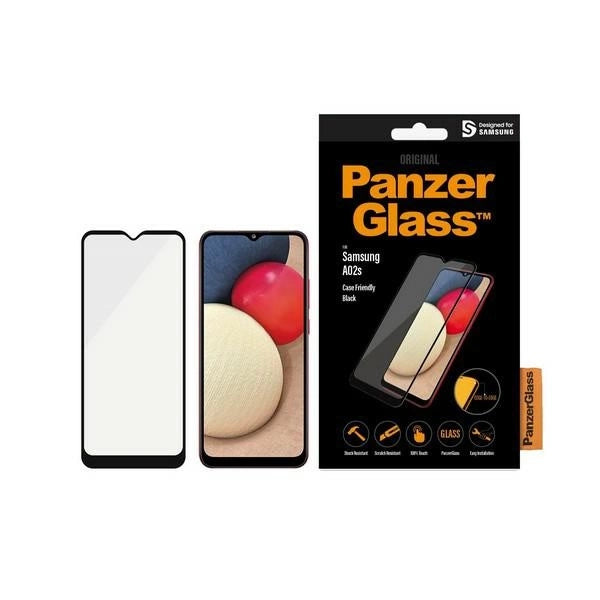 PanzerGlass E2E Super+ antibakterielt hærdet glas til Samsung Galaxy A02s - med sort ramme