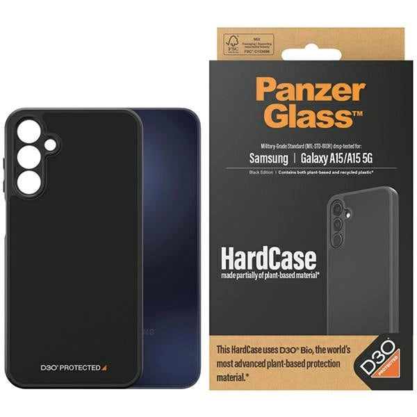 PanzerGlass HardCase med D3O® Bio og Military Grade Certification til Samsung Galaxy A15 / A15 5G - Transparent og sort
