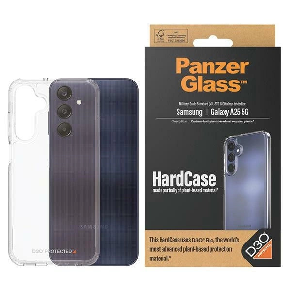 PanzerGlass HardCase med D3O® Bio og Military Grade certificering til Samsung Galaxy A25 5G - gennemsigtig