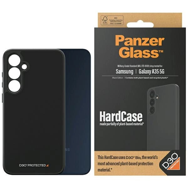 PanzerGlass HardCase med D3O® Bio og Military Grade Certification til Samsung Galaxy A35 5G - Transparent og sort