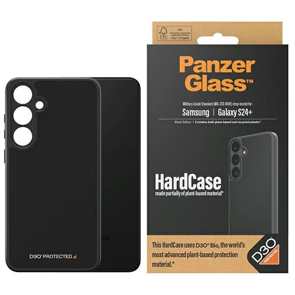 PanzerGlass HardCase med D3O® Bio og Military Grade certificering til Samsung Galaxy S24+ - gennemsigtig og sort
