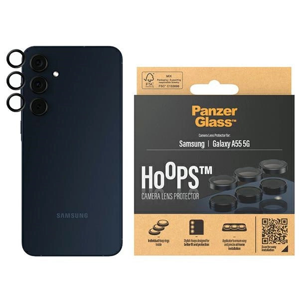 PanzerGlass Hoops Camera Protection til Samsung Galaxy A55 5G - med sort ramme