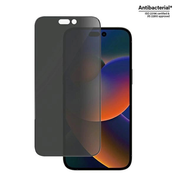 PanzerGlass Ultra-Wide Fit tempereret glas antibakterielt privatliv med Positioner til iPhone 14 Pro Max