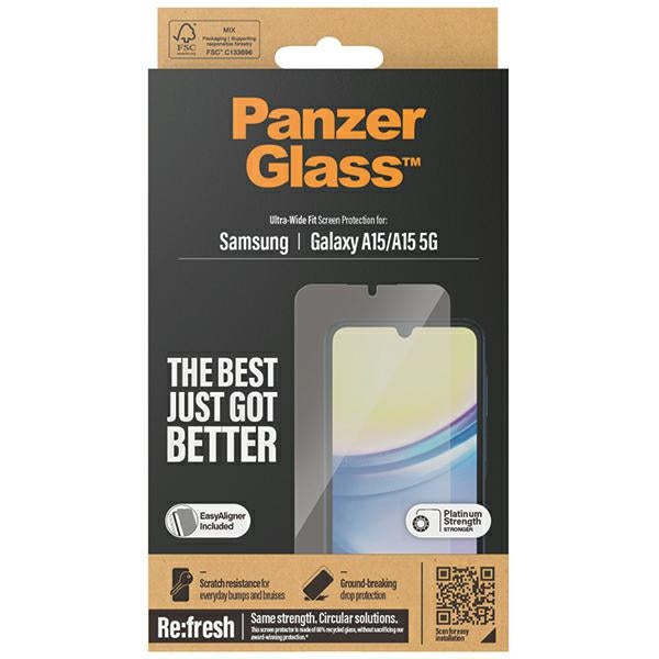 PanzerGlass Ultra-Wide Fit tempereret glas til Samsung Galaxy A15 / A15 5G