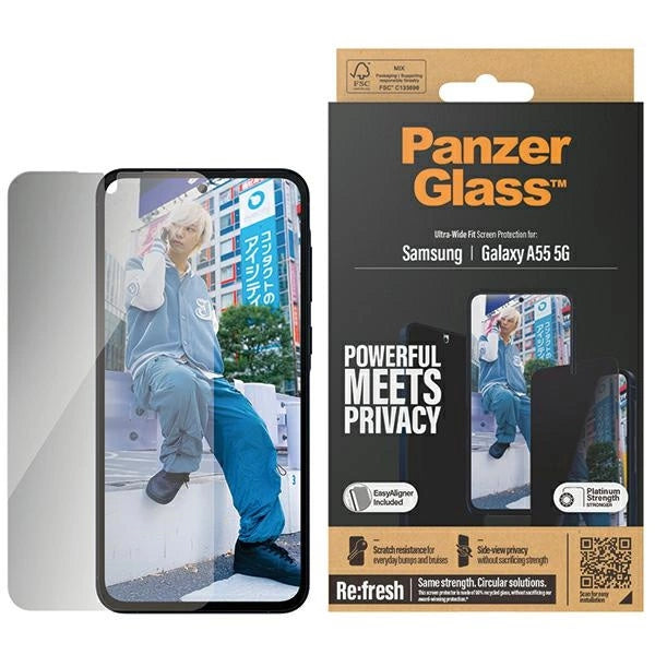 PanzerGlass Ultra-Wide Fit Privacy Temperet Glas med Positioner til Samsung Galaxy A55 5G