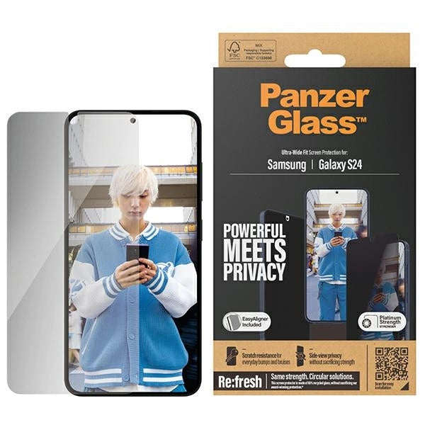 PanzerGlass Ultra-Wide Fit Privacy Temperet Glas med Positioner til Samsung Galaxy S24
