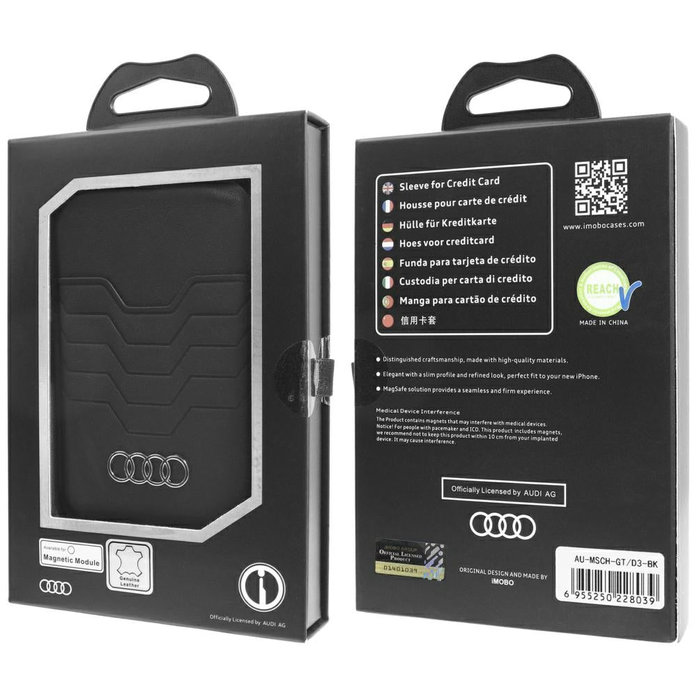Audi Leather Wallet Card MagSafe magnetic with stand - black