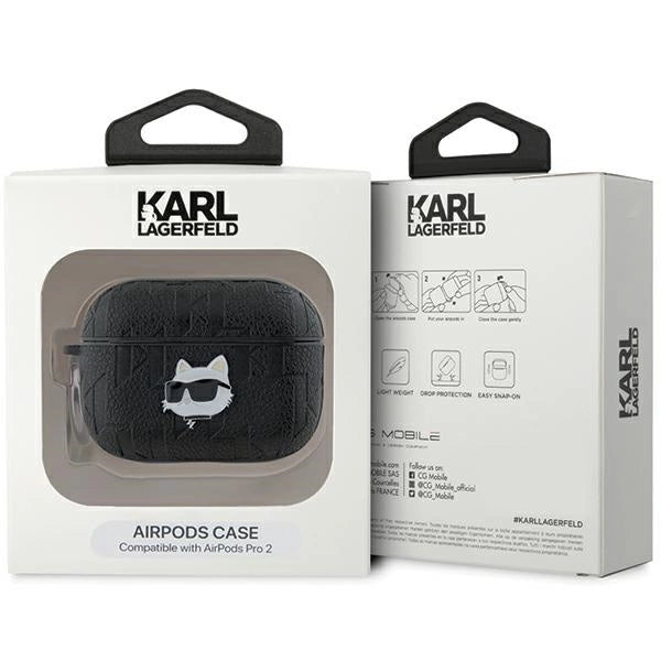 Karl Lagerfeld Monogram Choupette Head case for AirPods Pro 2 - black
