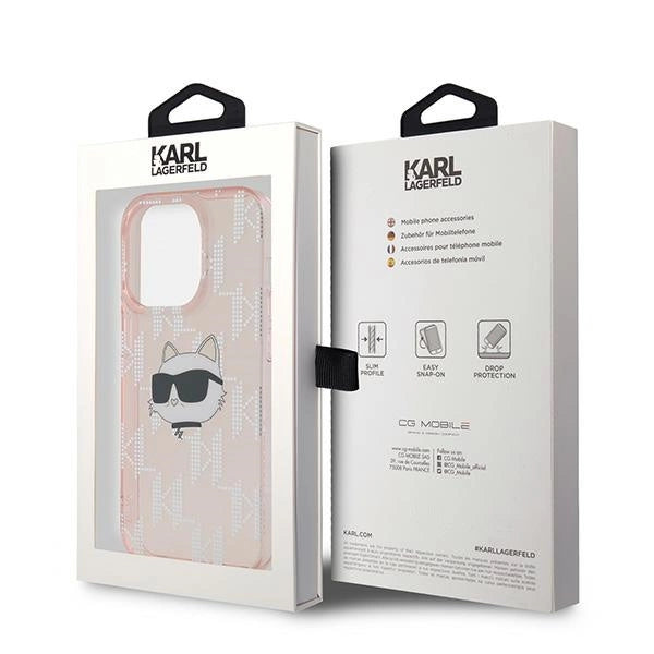 Karl Lagerfeld IML Choupette Head & Monogram case for iPhone 13 Pro / 13 - pink
