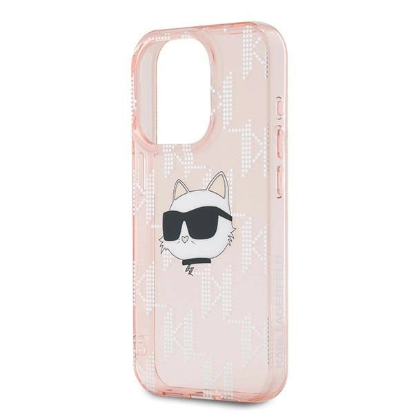 Karl Lagerfeld IML Choupette Head & Monogram case for iPhone 15 Pro Max - pink