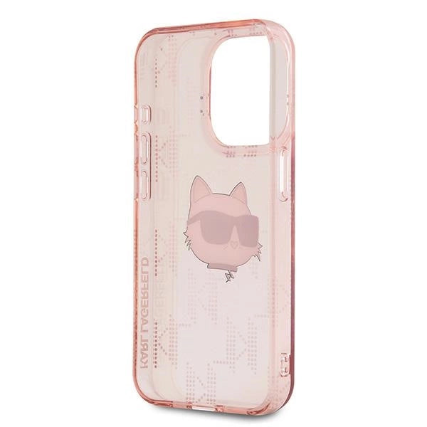Karl Lagerfeld IML Choupette Head & Monogram case for iPhone 15 Pro Max - pink