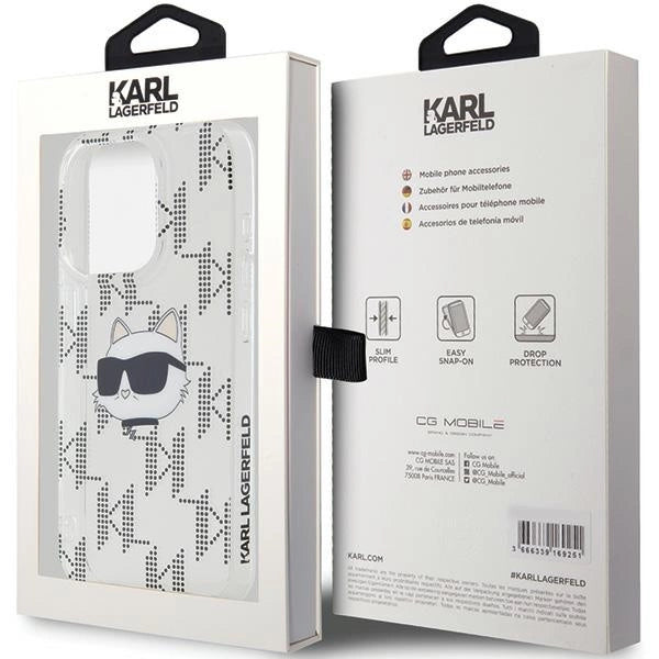 Karl Lagerfeld IML Choupette Head & Monogram case for iPhone 15 Pro Max - transparent
