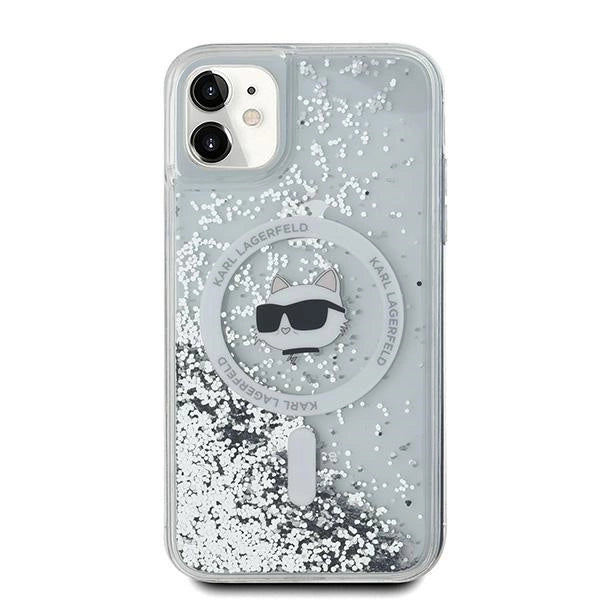 Karl Lagerfeld Liquid Glitter Choupette Head MagSafe Case for iPhone 11 / Xr - Transparent