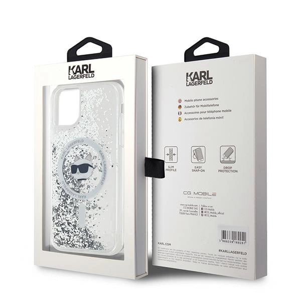 Karl Lagerfeld Liquid Glitter Choupette Head MagSafe Case for iPhone 11 / Xr - Transparent
