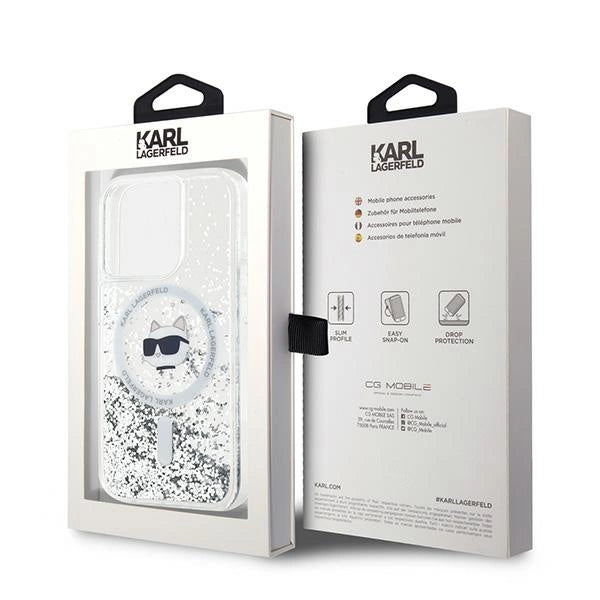 Karl Lagerfeld Liquid Glitter Choupette Head MagSafe case for iPhone 13 Pro / 13 - transparent