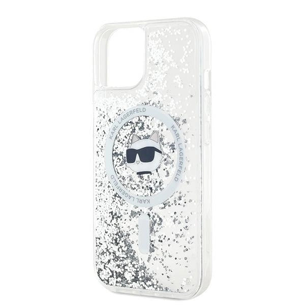 Karl Lagerfeld Liquid Glitter Choupette Head MagSafe case for iPhone 13 - transparent