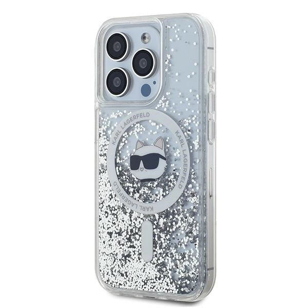 Karl Lagerfeld Liquid Glitter Choupette Head MagSafe case for iPhone 13 Pro Max - transparent