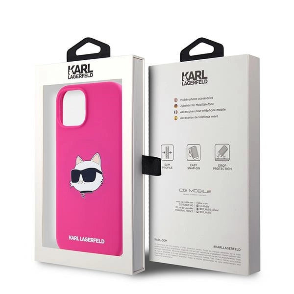 Karl Lagerfeld Silicone Choupette Head MagSafe Case for iPhone 15 Plus / 14 Plus - Pink